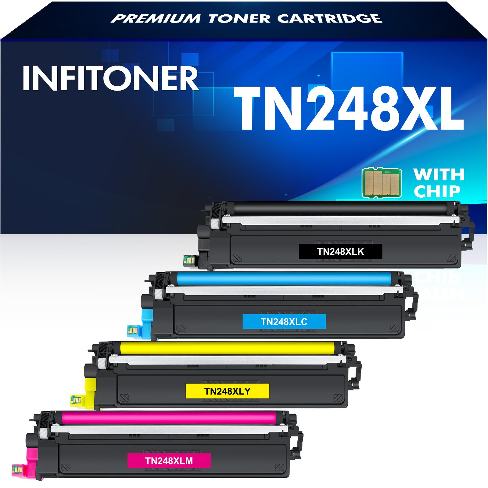 TN248XL TN248 TN-248XL TN-248 Toner: Kompatibel für Brother TN248CMYK MFC-L3760cdw DCP-L3560cdw MFC-L3740cdwe HL-L3240cdw HL-L3220cw MFC-L8390cdw MFC-L8340cdw TN 248XL 248 TN-248VAL