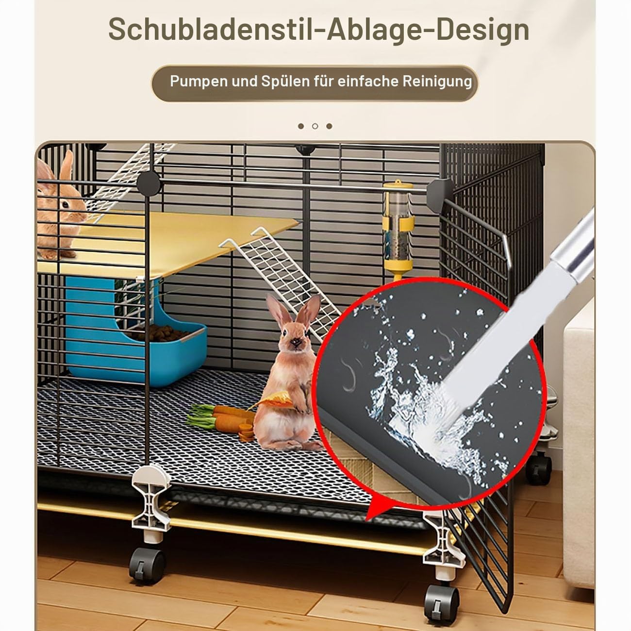 Freigehege Gittergehege für Kaninchen Hasen Meerschweinchen Gehege Freilauf mit Rollen, Meerschweinchen Gehege Kleintiergehege Hasenstall Laufgitter Kleintierkäfig(Size:111 * 47 * 82cm)