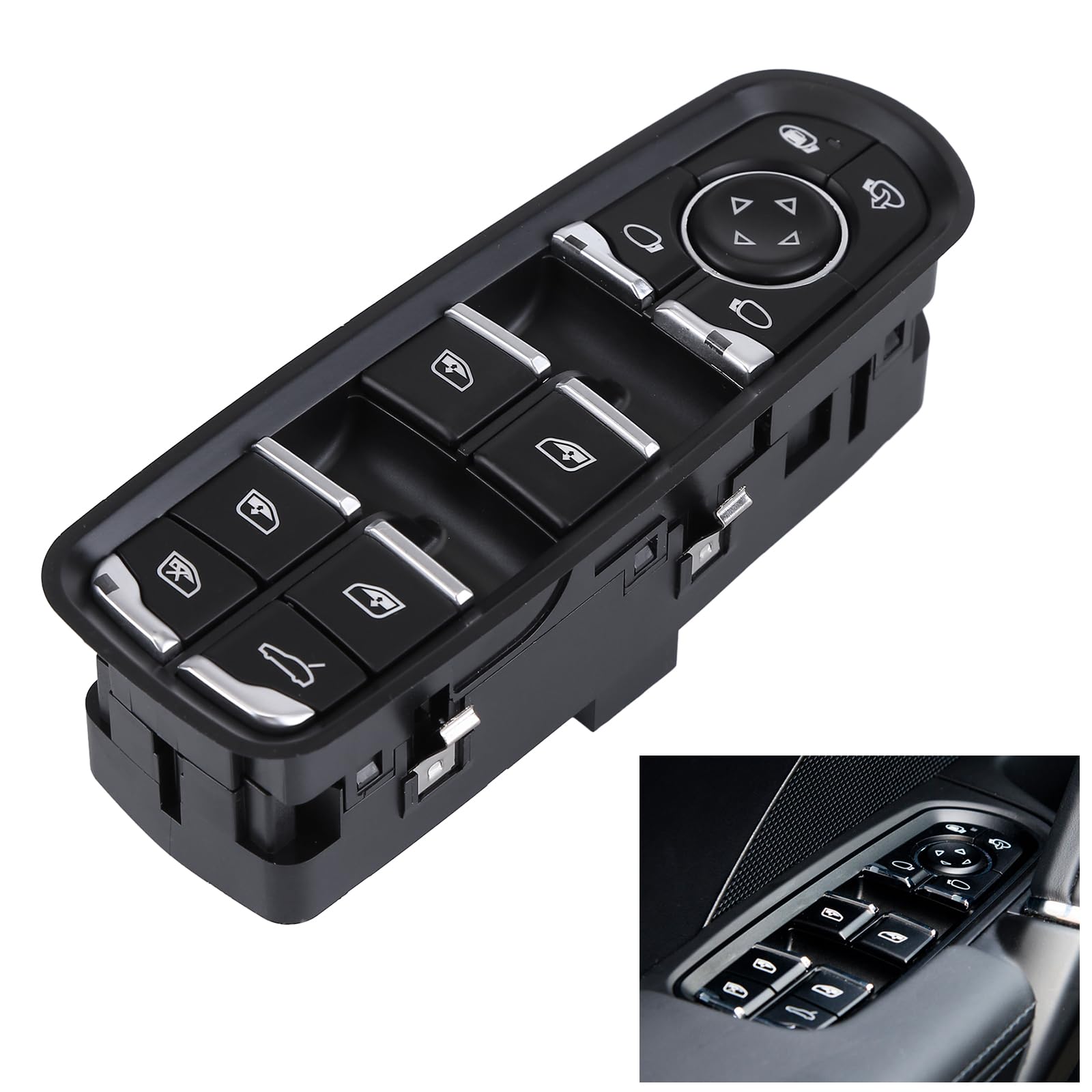 7PP959858AE Interrupteur de lève-vitre avant gauche pour Porsche Cayenne 92A Macan 2010-2021 Interrupteur principal 7PP 959 858 Q, 7PP959858Q, 7PP.959.858.A Interrupteur de lève-vitre électrique