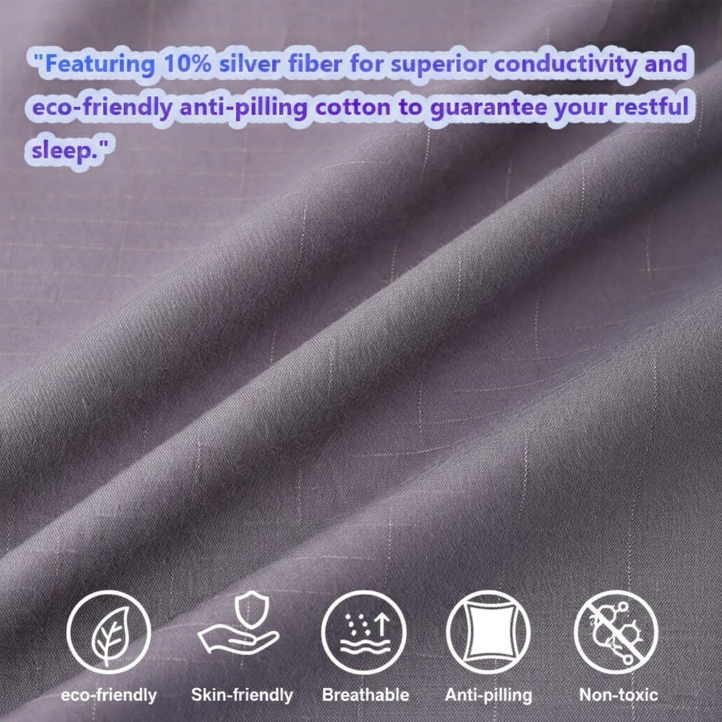Photo 1 of Grounding Sheets with Stay-Put Elastic Straps - Premium Conductive Silver Fiber & Organic Cotton - Earth Sheets for Better Sleeping, Recovery & Stress Relief - 15ft Grounding Cable Included