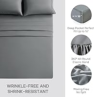 Vista 5 de Sonive Juego de sábanas de 4 piezas para cama Queen, sábanas y fundas de almohada con sábana bajera, sábana bajera de microfibra cepillada suave