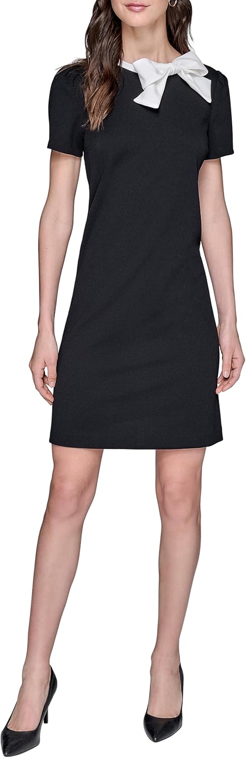 Karl Lagerfeld Womens A-line Crew Neck Scuba Crepe Dress - Image 2