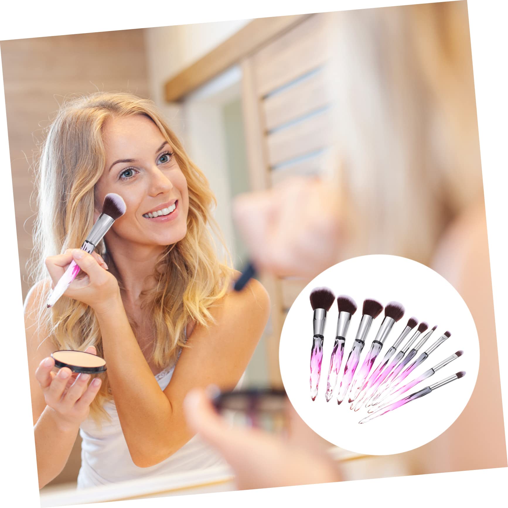 minkissy 20 Stk Make-up-pinsel Mit Kunststoffgriff Schminkpinsel Mit Kristallgriff Concealer Pinsel Make-up-pinsel-kit Für Foundation-pinsel Violett Kunststoff-griff Malen Reisen Diamant