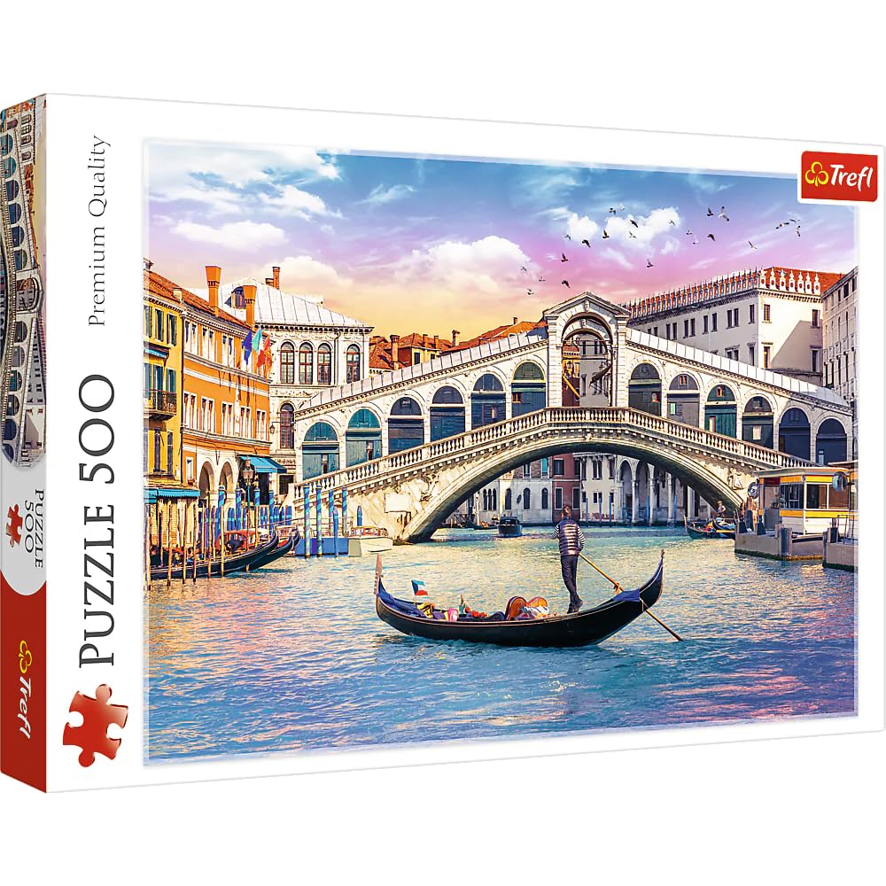 Trefl 916 37398 Rialtobrücke, Venedig EA 500 Teile, Premium Quality, für Erwachsene und Kinder AB 10 Jahren 500pcs Rialrto Bridge Venice, Multicoloured