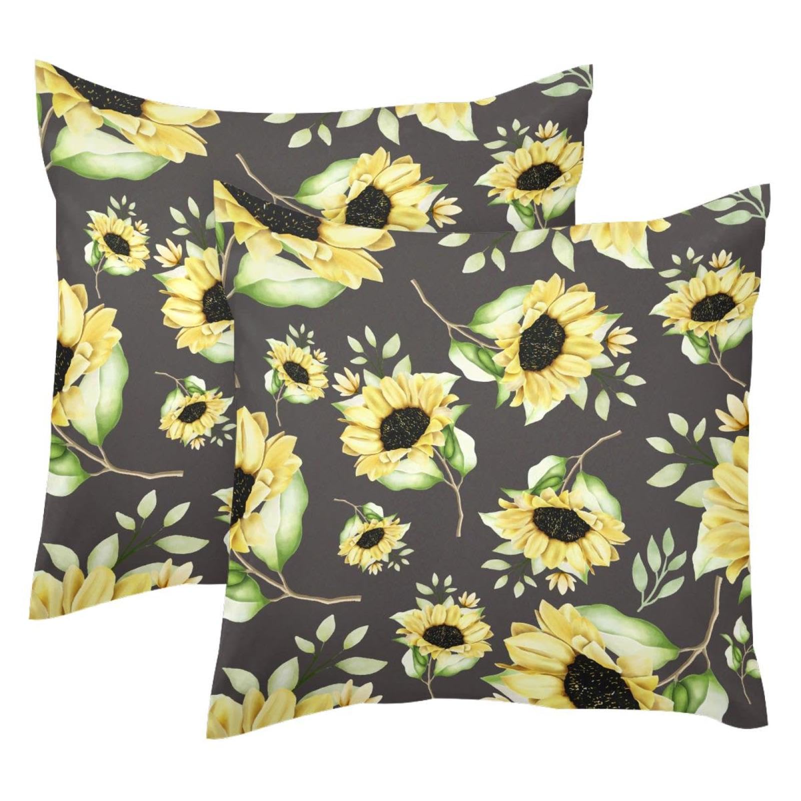 Housse de coussin tournesol 45x45 cm lot de 2 pour decoration de salon