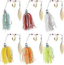 Naler 6pcs Artificial Fishing Lures, Spinner Bait Apats Fishing Hook Tackle Sharp Hooks Accessories