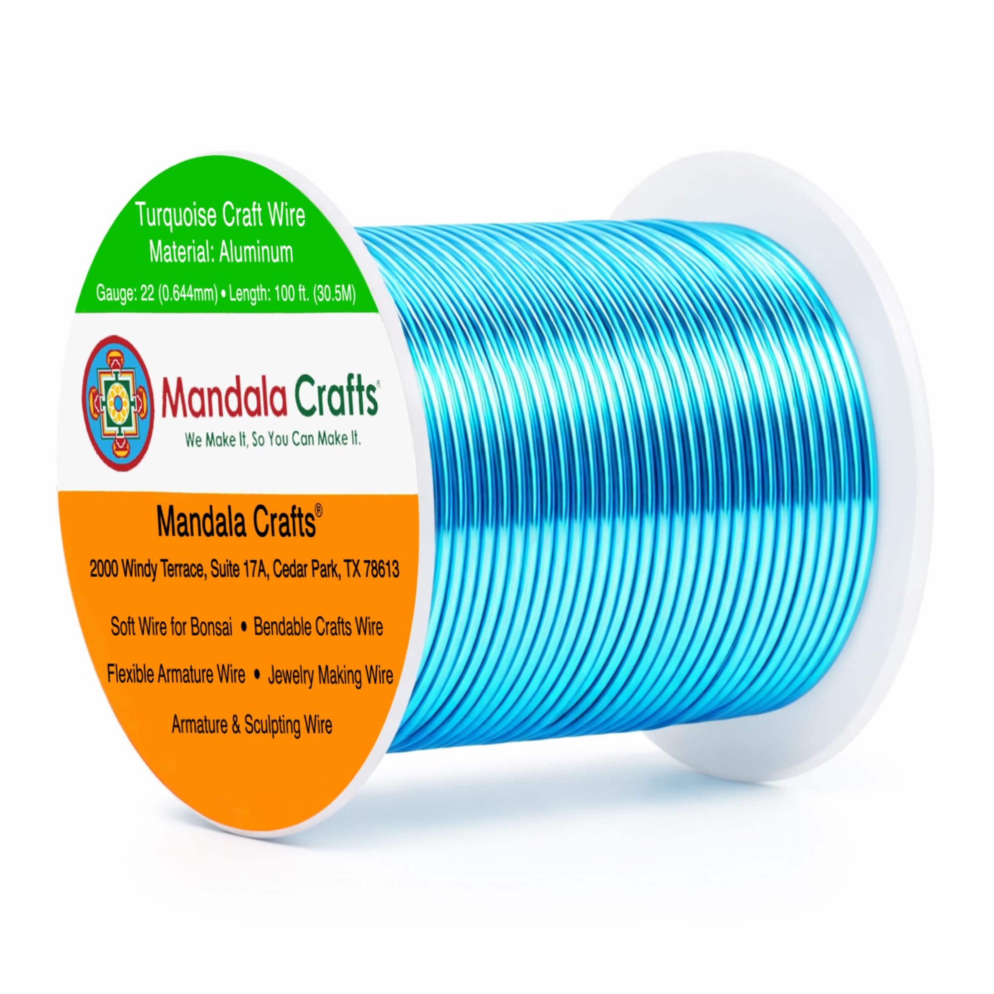 Mandala Crafts 22 Gauge Turquoise Anodized Aluminum Craft Wire, 100 FT
