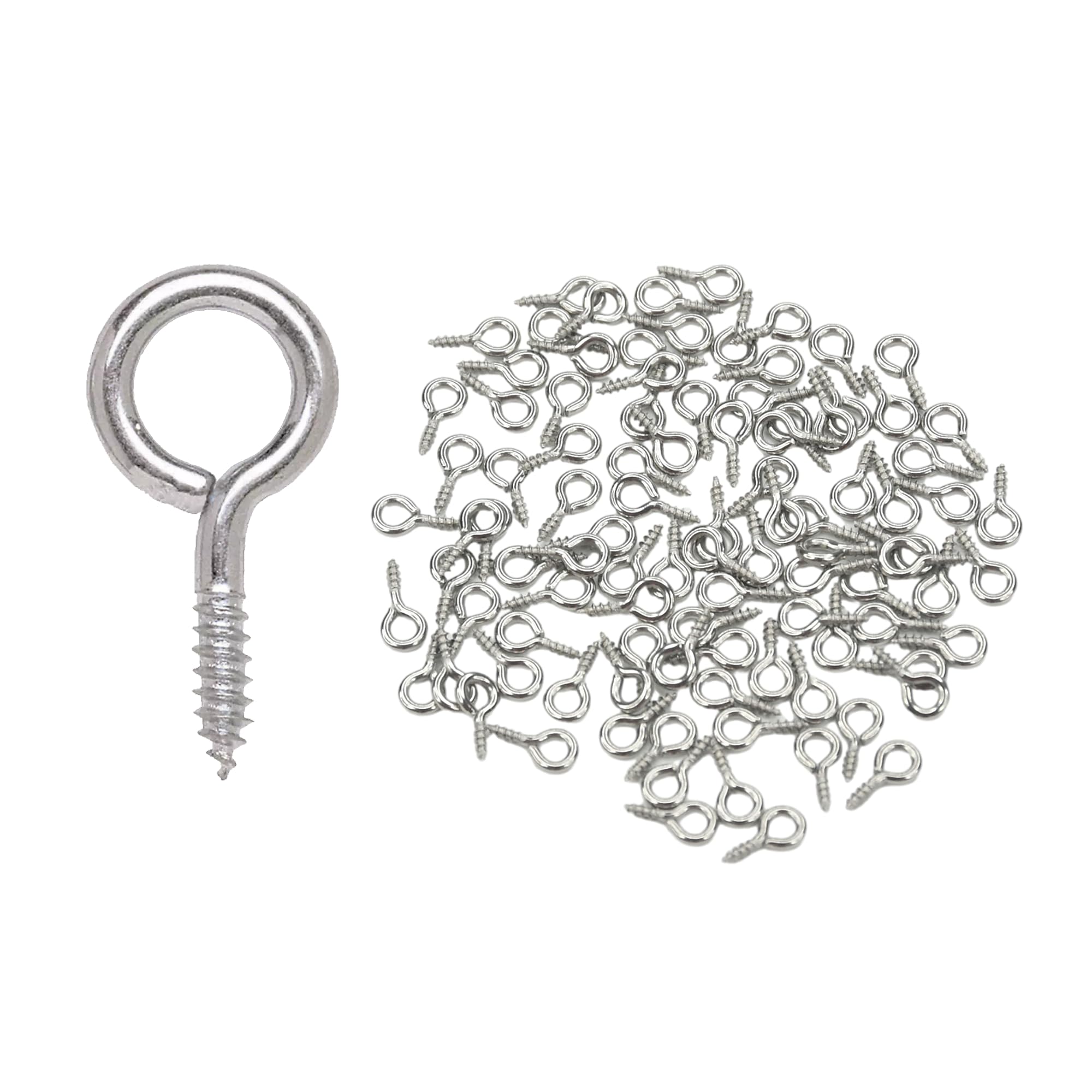 100/200PCS Mini Screw Eye Pin 8x4mm, 304 Stainless Steel, Mini Eye Hooks for DIY Jewelry Making, Cork Top Bottles and Arts &amp; Crafts, Self-Tapping Eyelets for Charm Beads (Silver) (200)