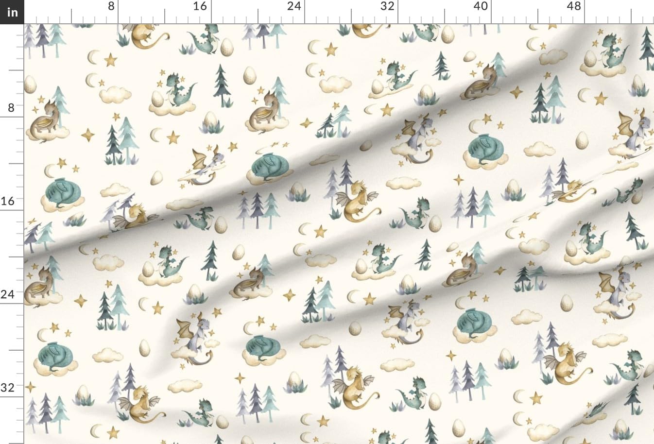 Spoonflower Fabric - Baby Dragon Whimsical Fun Cute Happy Cheerful Fantasy Mythical Beige Printed on Chiffon Fabric by The Yard - Sewing Fashion Apparel Dresses Home Decor