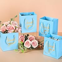 Vista 2 de Honoson 60 mini bolsas de regalo de agradecimiento con asa a granel de 4 x 2.75 x 4.5 pulgadas, pequeña bolsa de papel de aluminio para envolver