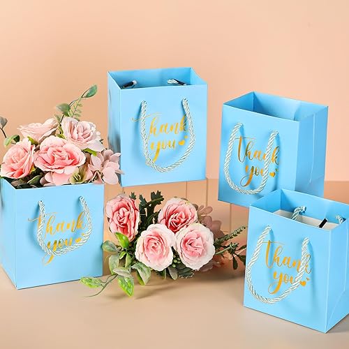 Miniatura 2 de Honoson 60 mini bolsas de regalo con asa a granel de 4 x 2.75 x 4.5 pulgadas, pequeña bolsa de papel de agradecimiento para Halloween, boda,