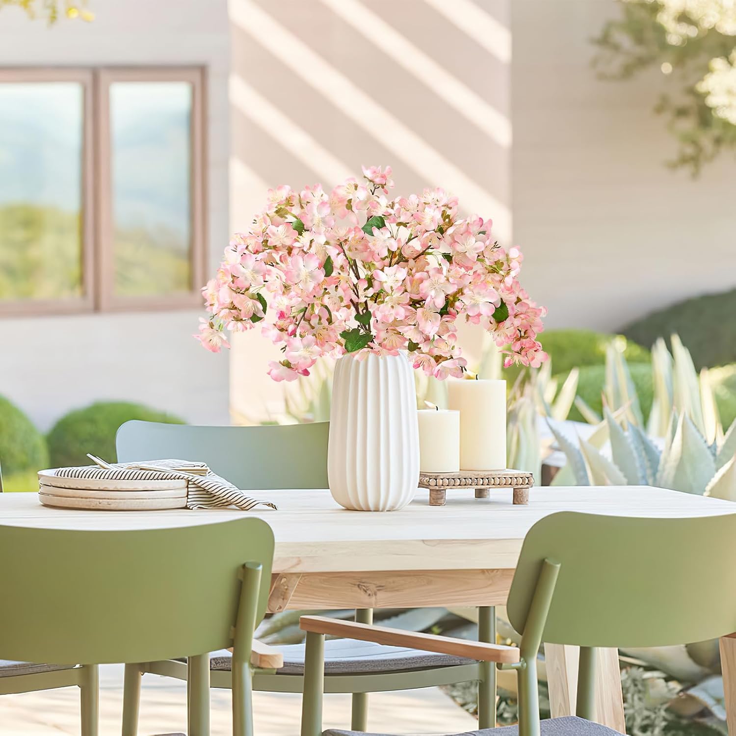 TOCHGREEN Artificial Cherry Blossom Branches 6PCS Fake Flowers Artificial Faux Silk Flowers Plum Tree Blossom Fake Plants Arrangement for Spring DIY Home Wedding Table Office Vase Decor (Pink) - Image 7