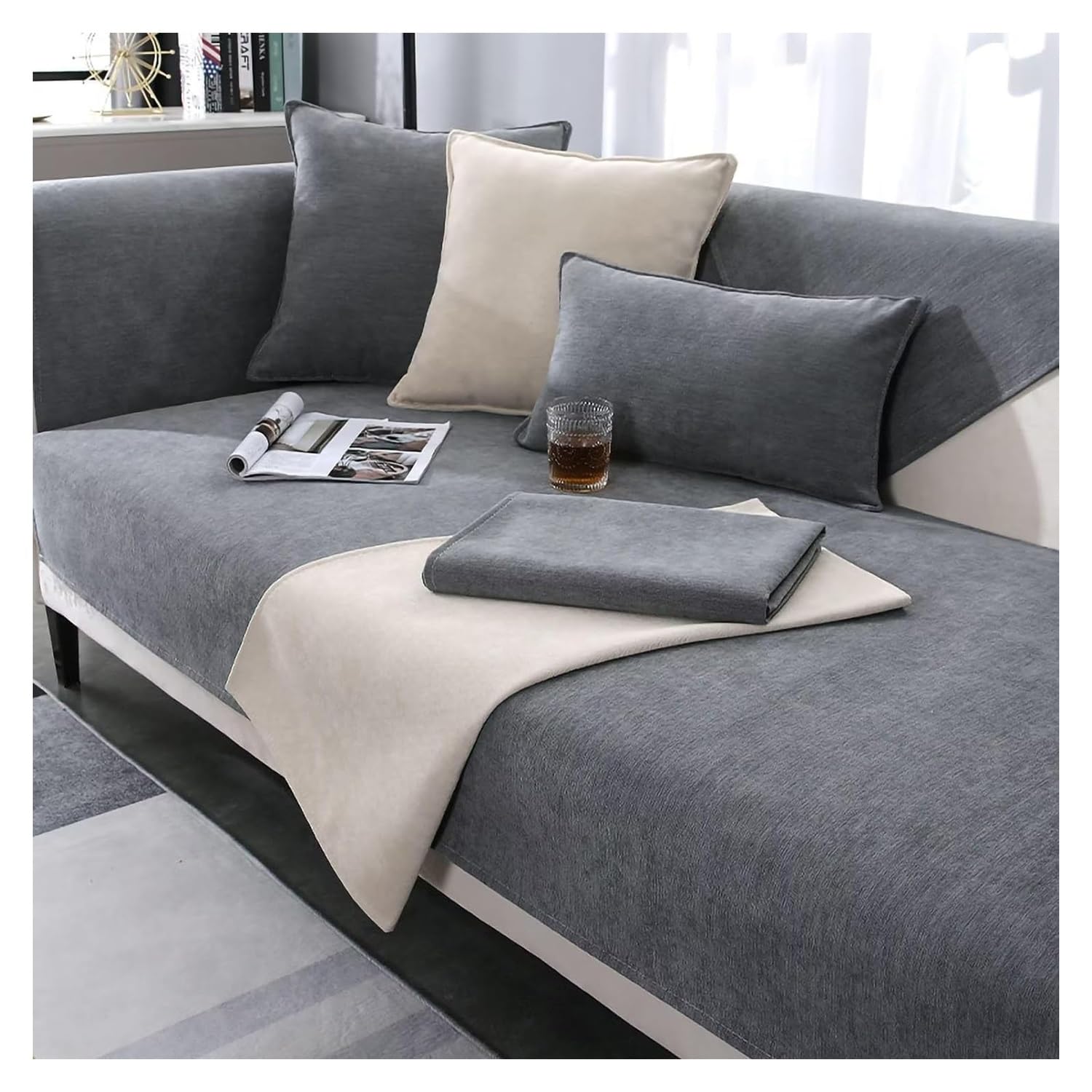 moismk Sofa Cover 1 2 3 Seater Non-Slip Sofa Slipcovers for Corner L Shape, Soft Thick Couch Cushion Covers Furniture Protector, Universal Couch Cover (Color : #25, Size : 90x90cm/1PC)