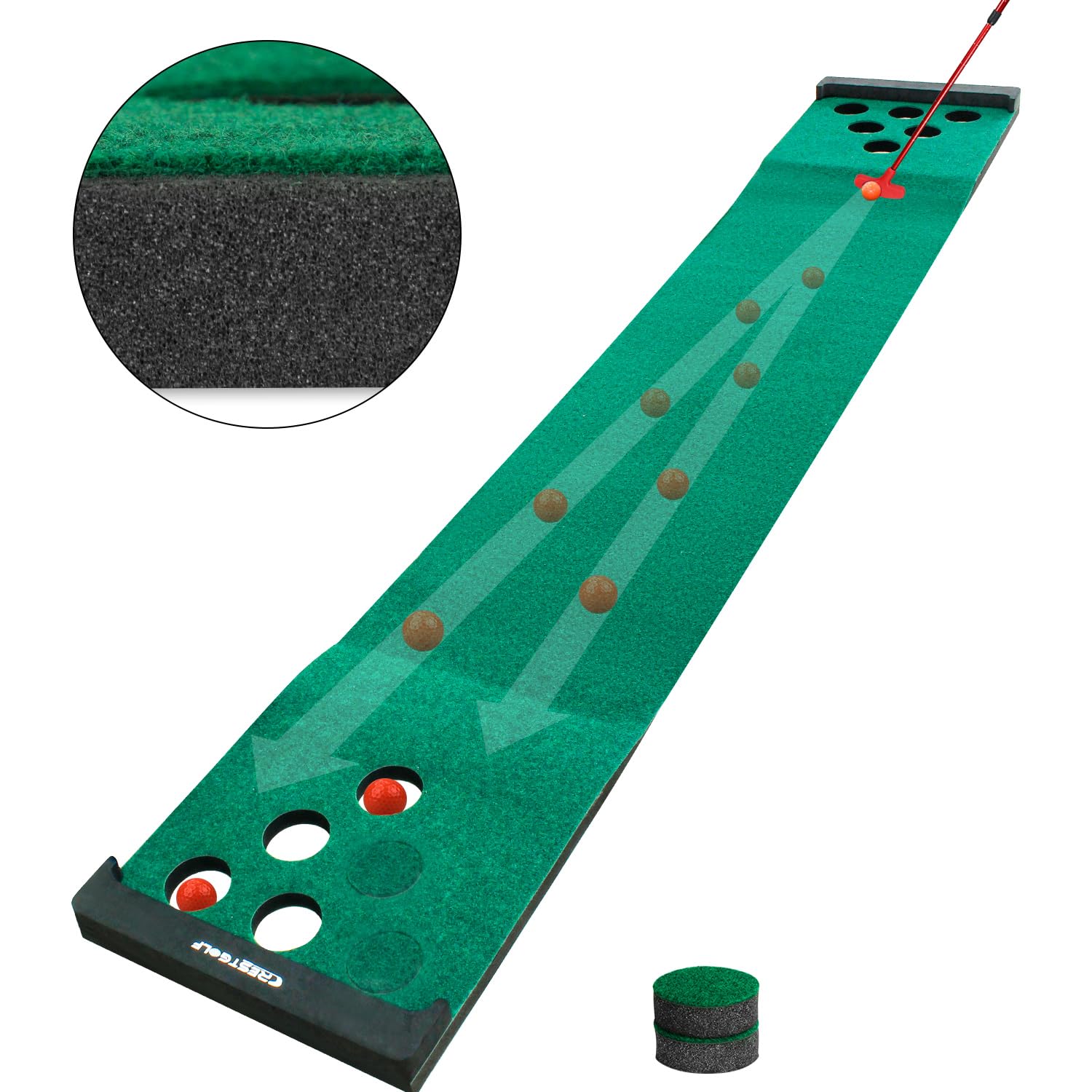 Kofull Golf Putting Matte Putting Green Indoor mit kostenlose 2 Putter + 6 Golfbälle Driving Schlagmatten