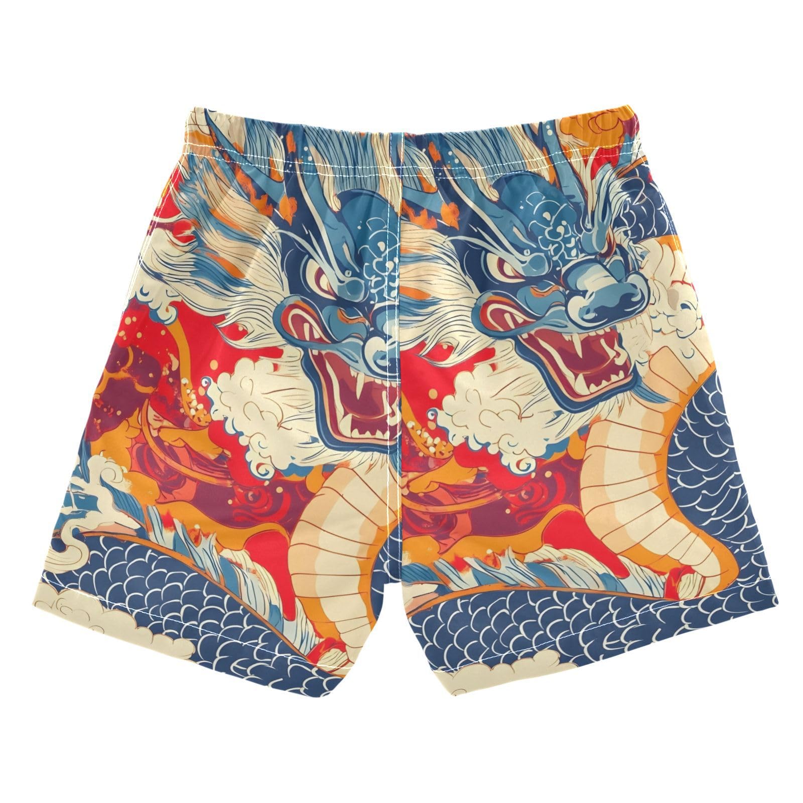 FLildon Cloudy Sky Dragon Little Boys Swim Trunks with Mesh Lining Quick Dry Beach Board Shorts, 3T