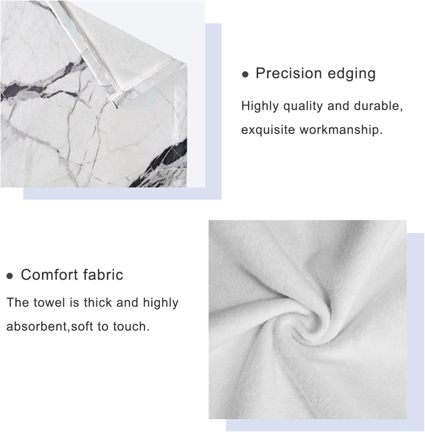 White Black Towels Set of 3, Marble Bath Towel,Marble Hand Towel,Washcloth, Multipurpose for Bathroom Hotel Gym Spa and Beach S0403222