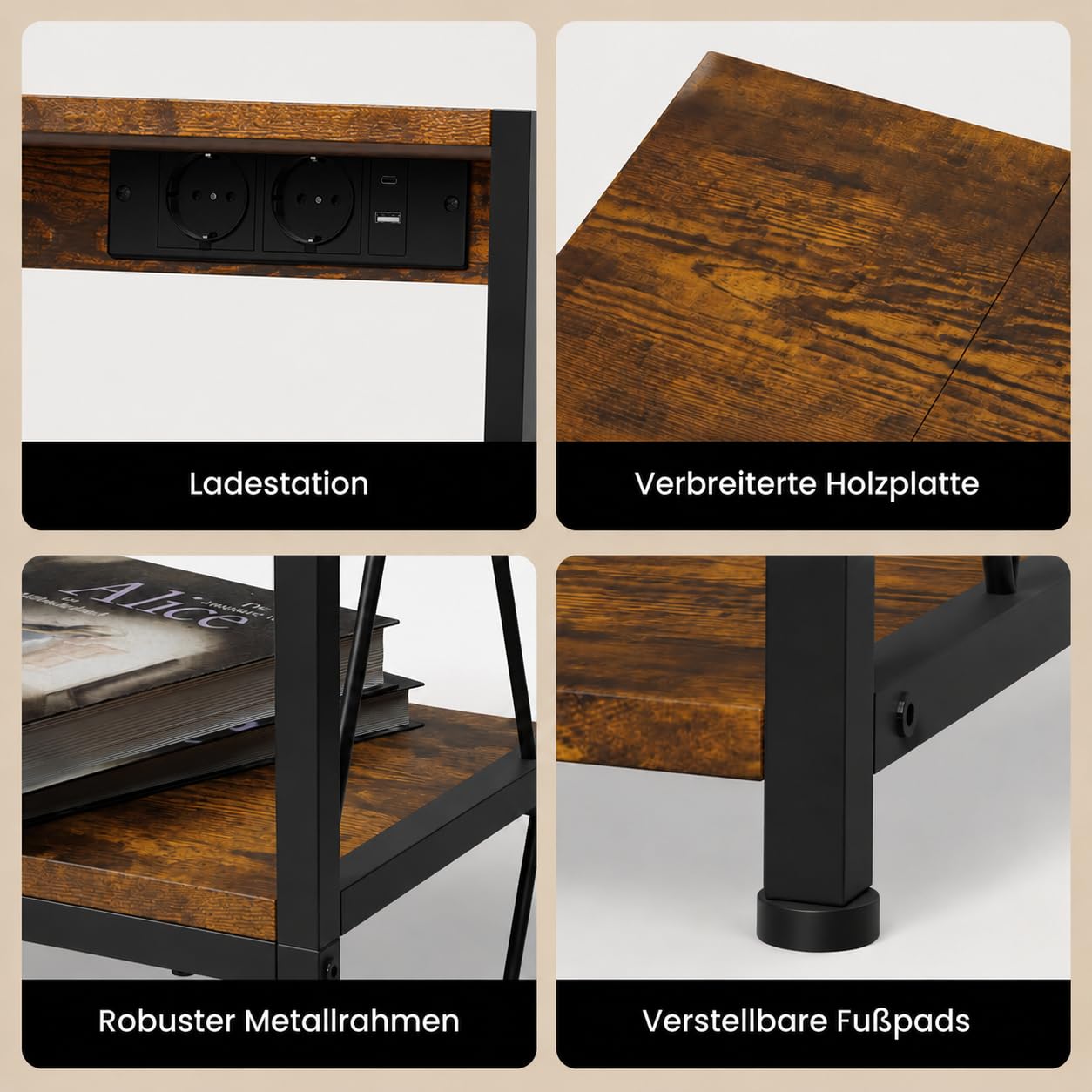 Estantería giratoria de versión mejorada con tablero de mesa más ancho de 50 x 40 cm, estante de 3 pisos, almacenamiento para 100 discos de vinilo, mesa auxiliar para salón o dormitorio