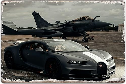 REEJAN Metal Tin Sign Bugatti Wall Decor Fun Decoration for Home Kitchen Bar Pub Man Cafe Room Garage Vintage Retro Plaque Posters 12x8 Inch