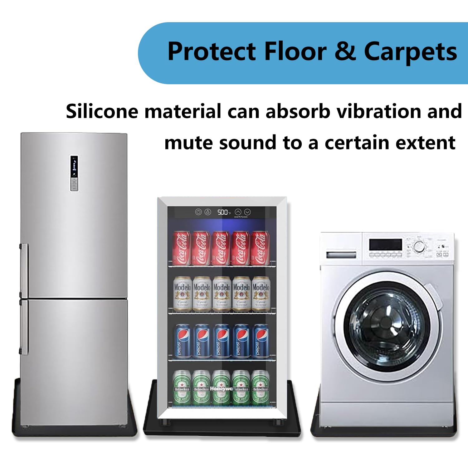 Mini refrigerador de silicona con borde elevado, mini refrigerador de 19.7 x 19.7 x 0.6 pulgadas que protege el equipo de fugas y derrames debajo de la alfombra, proporcionando una protección final 3