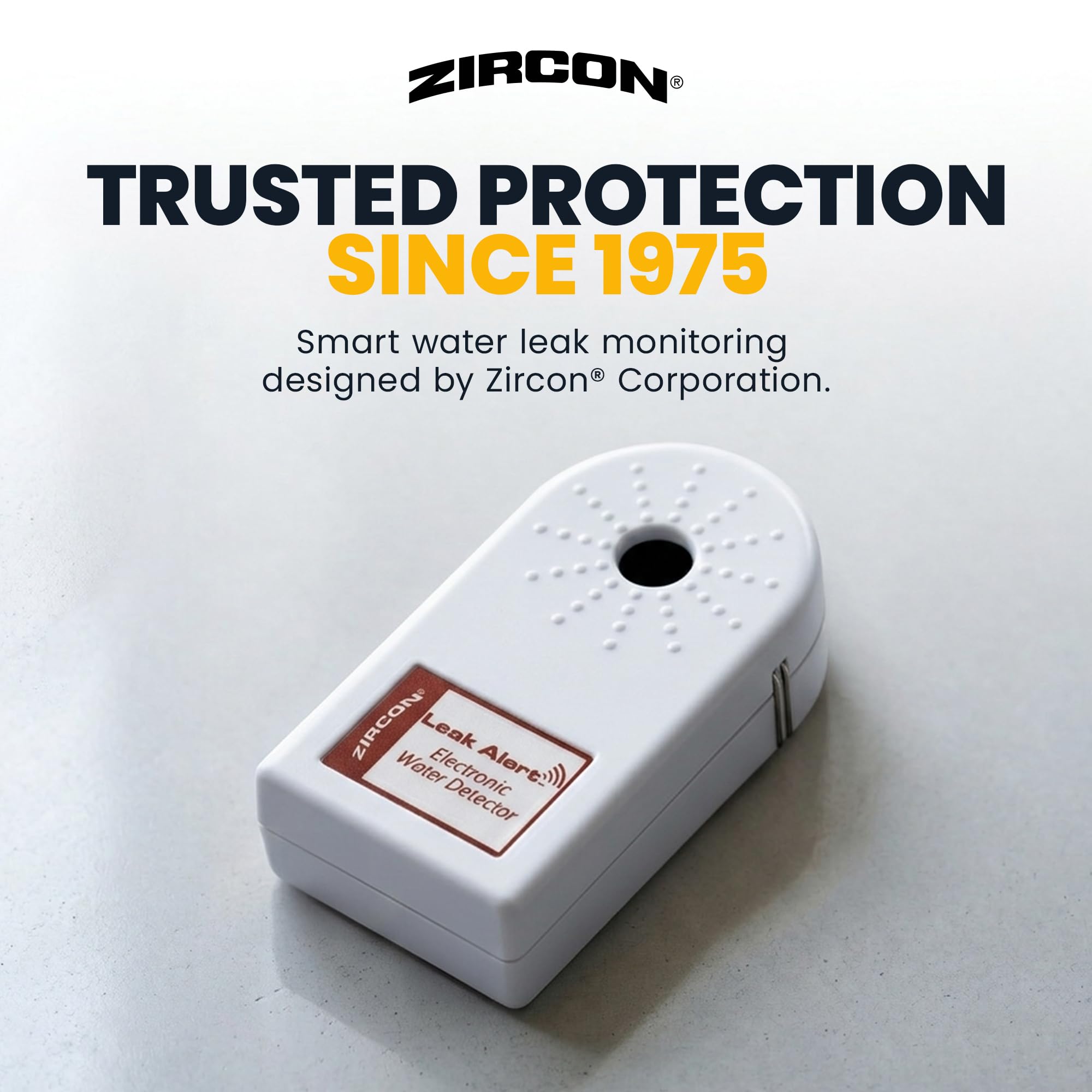 Zircon Detector de Fugas de Agua y Sensor de inundación, Sensor de Fugas de Agua con alarmas de Fugas duales, Audio de 90 dB, Funciona con Pilas (Paquete de 5), Pilas no Incluidas, (72310)