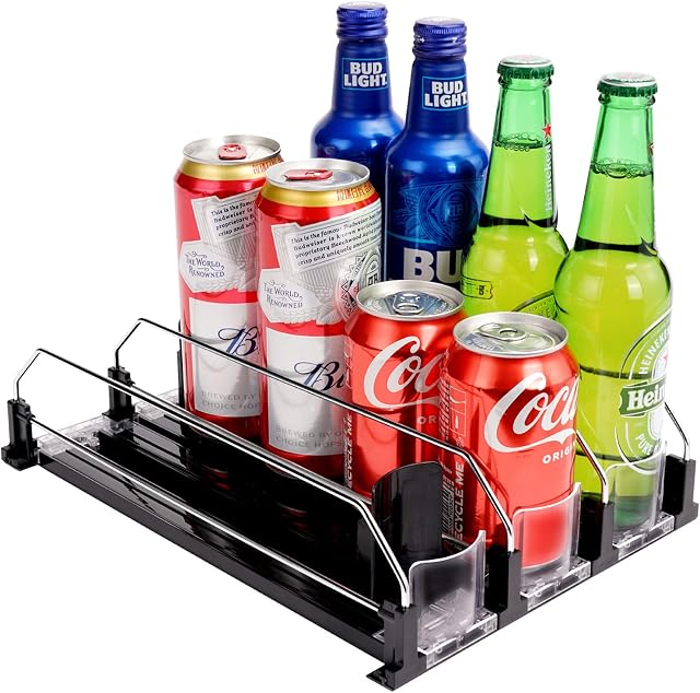 BingoHive Automatyczny Puszek Organizer do Lodówki Organizery do Lodówki Podajnik Puszek do Lodówki Organizator Puszek do Lodówki mieści 12 Puszek Piwa Soda Napój Bezalkoholowy 330ML 440ML 500ML