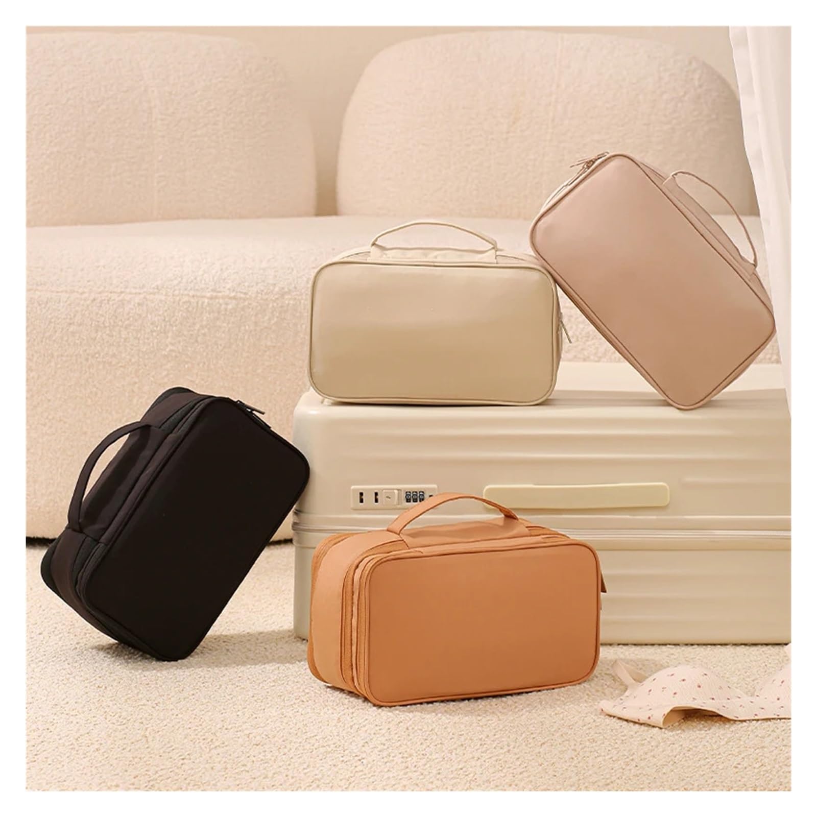 Bolsa Sujetador Viaje Bolsa de sujetador de doble cara de Taslon gruesa mejorada, bolsa de almacenamiento práctica de gran capacidad, organizador de calcetines de ropa interior for viaje de negocios