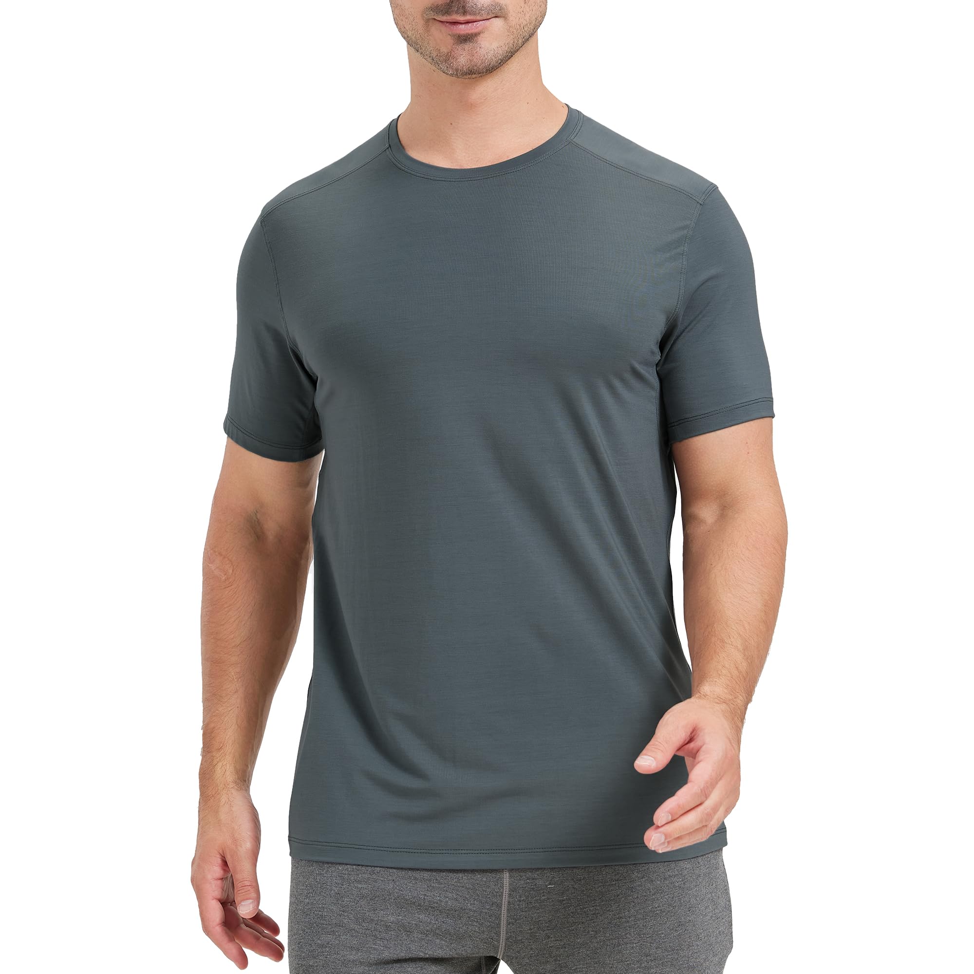 netdraw Men's Bamboo Viscose Athletic Shirt Lightwieht Cooling Moisture Wicking Workout Running Hiking Fitness T-Shirt