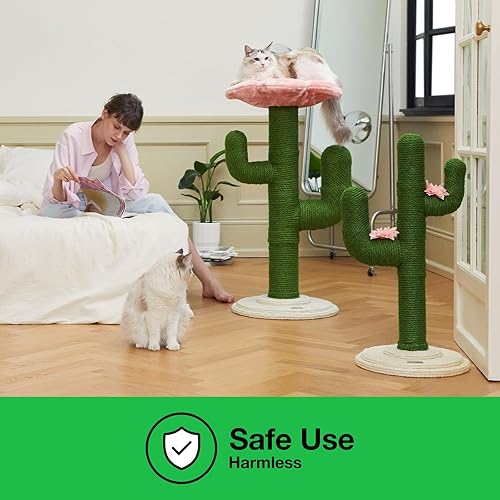 Miniatura 14 de VETRESKA Poste rascador para gatos de 41.3 pulgadas con cama, poste rascador alto para gatos de interior, torre de árbol para gatos 2 en 1, rascador