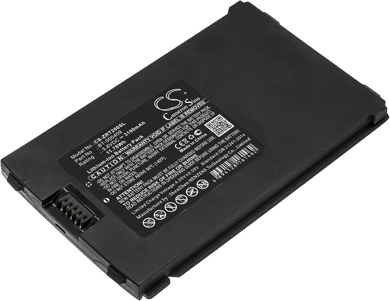 Cameron Sino Battery for Zebra TC2x PN:Zebra BT-000409, BTRY-TC2X-1XMA1-01 3100mAh / 11.78Wh