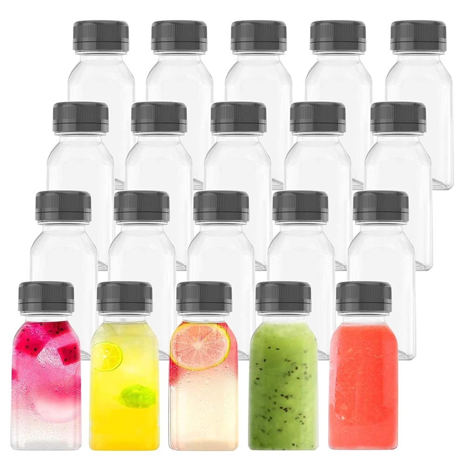 EnxJire Plastic Juice Bottles 4oz Mini Plastic Juice Bottles With Caps, Empty Reusable Clear Bulk Beverage Containers For, Milk And Other Beverages for Kitchen(12PCS 120ml)