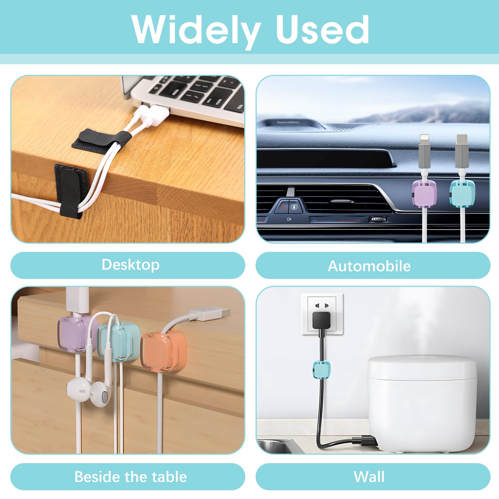 12 Clip Portacavi Magnetiche Con Adesivo - Organizer Per Cavi Su Scrivania, Auto E Parete