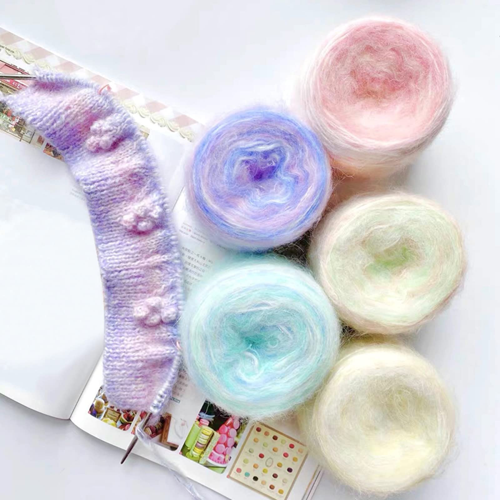 50 G/Knäuel, Regenbogen-Wollgarn, Plüsch, Feine Wolle, Häkeln, Handstrickgarn Zum Selbermachen Für Pullover, Decke, Hautfreundlicher Faden,AX01,6PC
