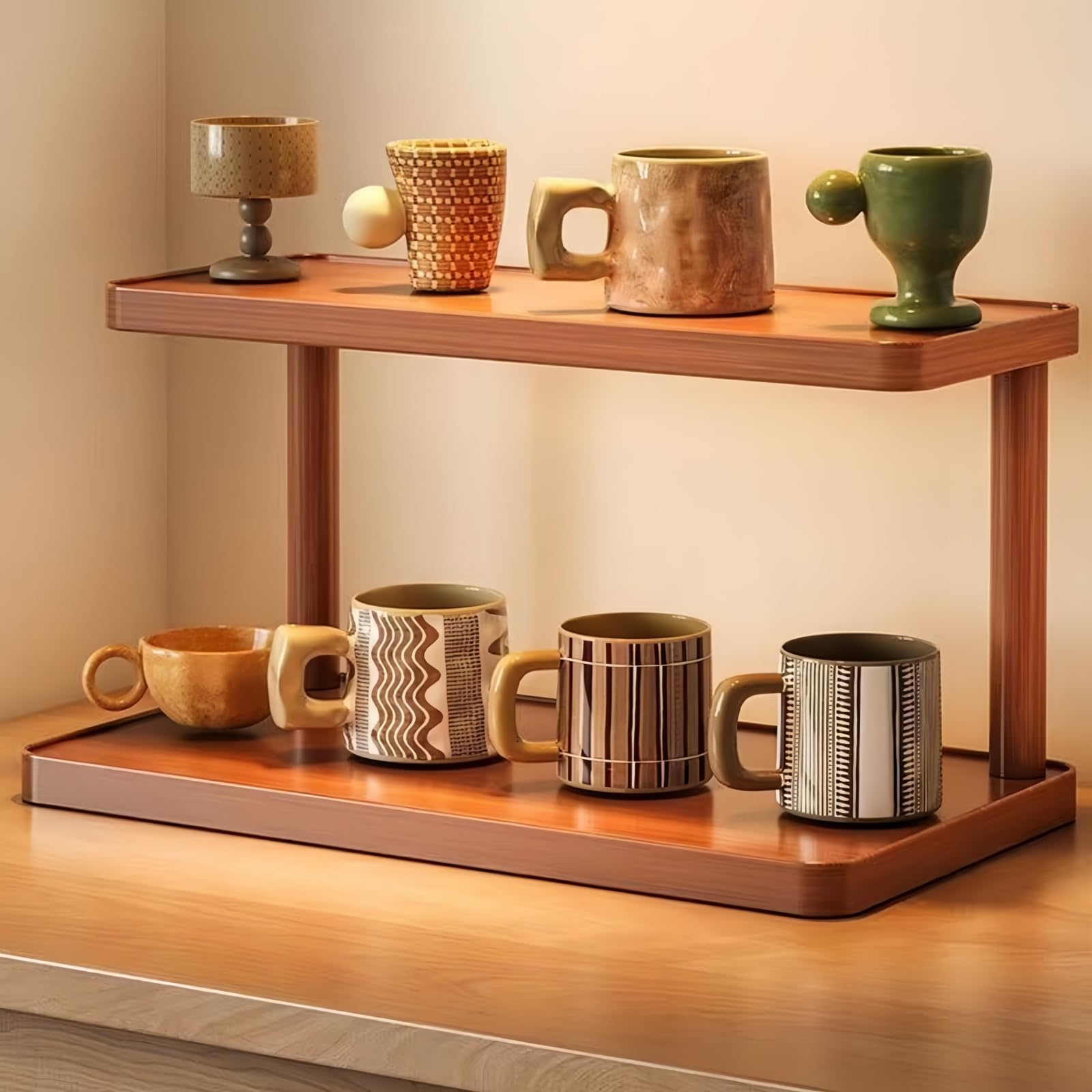 Amazon.co.jp: AACV 多層式木製コップラック 2段 カフェ収納ラック Amazon.co.jp: AACV 多層式木製コップラック 2段 カフェ収納ラック