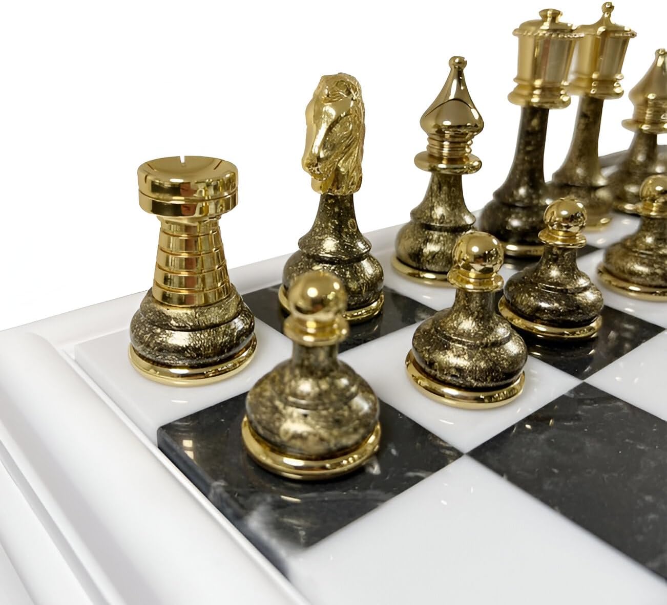 Persian Set Fantasy Version + Wooden Chessboard Marble Top Drawer White Version New