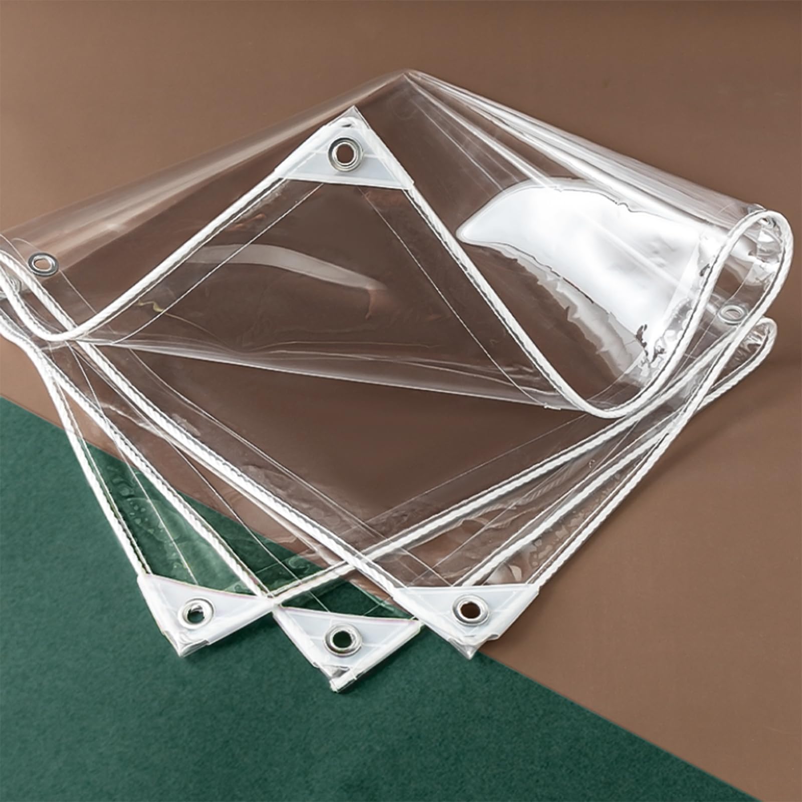 Telo di Protezione Telone Impermeabile Esterno in PVC Trasparente 0,35mm Spessore,Copertura Multifunzione per Mobili da Giardino,Gazebo,Barche,400g/㎡,Compreso Corde (200cm x 250cm)