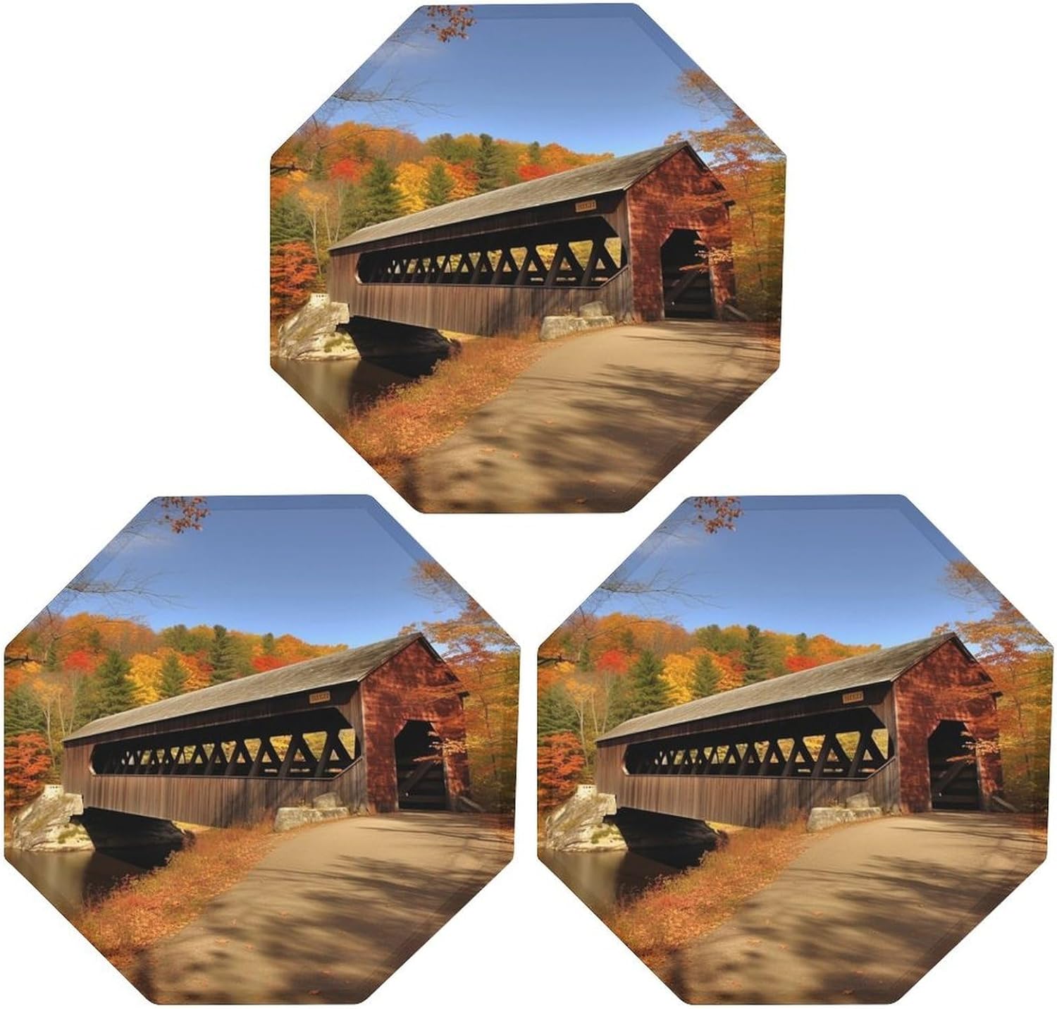 Ctagon Metal Sign for Home, Modern Display Plate for Kitchen, Albany Covered Bridge Plates Accent Hanging Wall Decorations 3PCS for Living Room, Bedroom, Hallway, Hotel