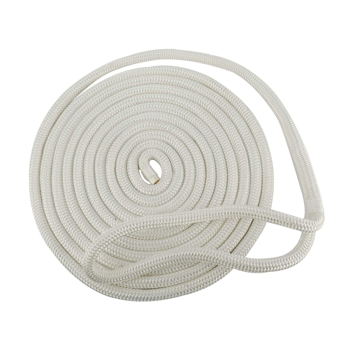 FreeTec 4 TLG Bootsseil Boot Fenderleine Nylon Dockline Festmacherleine Fenderseil mit Auge 16mm Durchmesser 7.6m lang Weiss