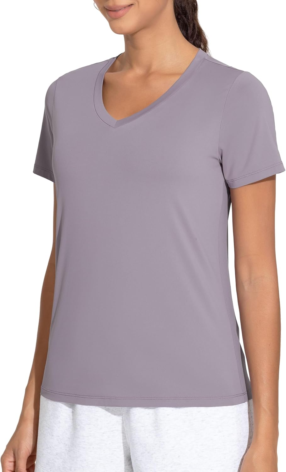 THE GYM PEOPLE Women's V-Neck Workout Shirts Short Sleeve Breathable Basic Yoga Athletic T-Shirts