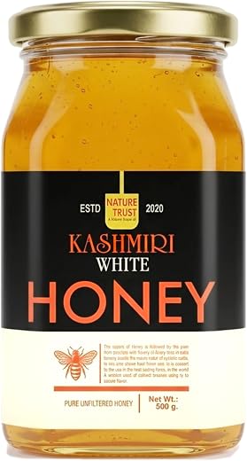 Nature Trust Kashmiri White Acacia 500g White Honey Pure Kashmiri Gold (The Sweet Journey of Himalayan Honey 500g)