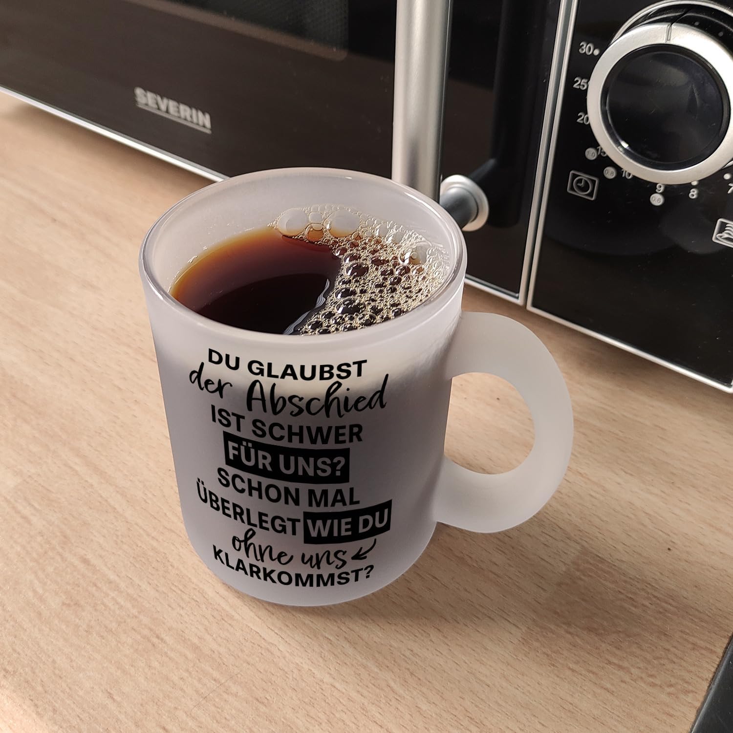 Abschiedsgeschenk Tasse „Du Weißt Zu Viel“ – 330 Ml, Weiß/rosa, Spülmaschinenfest, Beidseitig Bedruckt