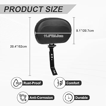 Adjustable Driver Backrest Mount Kit with Storage Pouch Fit for Can-AM Spyder F3 (2015-2023) & F3-S (2015-2025) & F3-L (2016-2025) & F3-T (2016-2025)