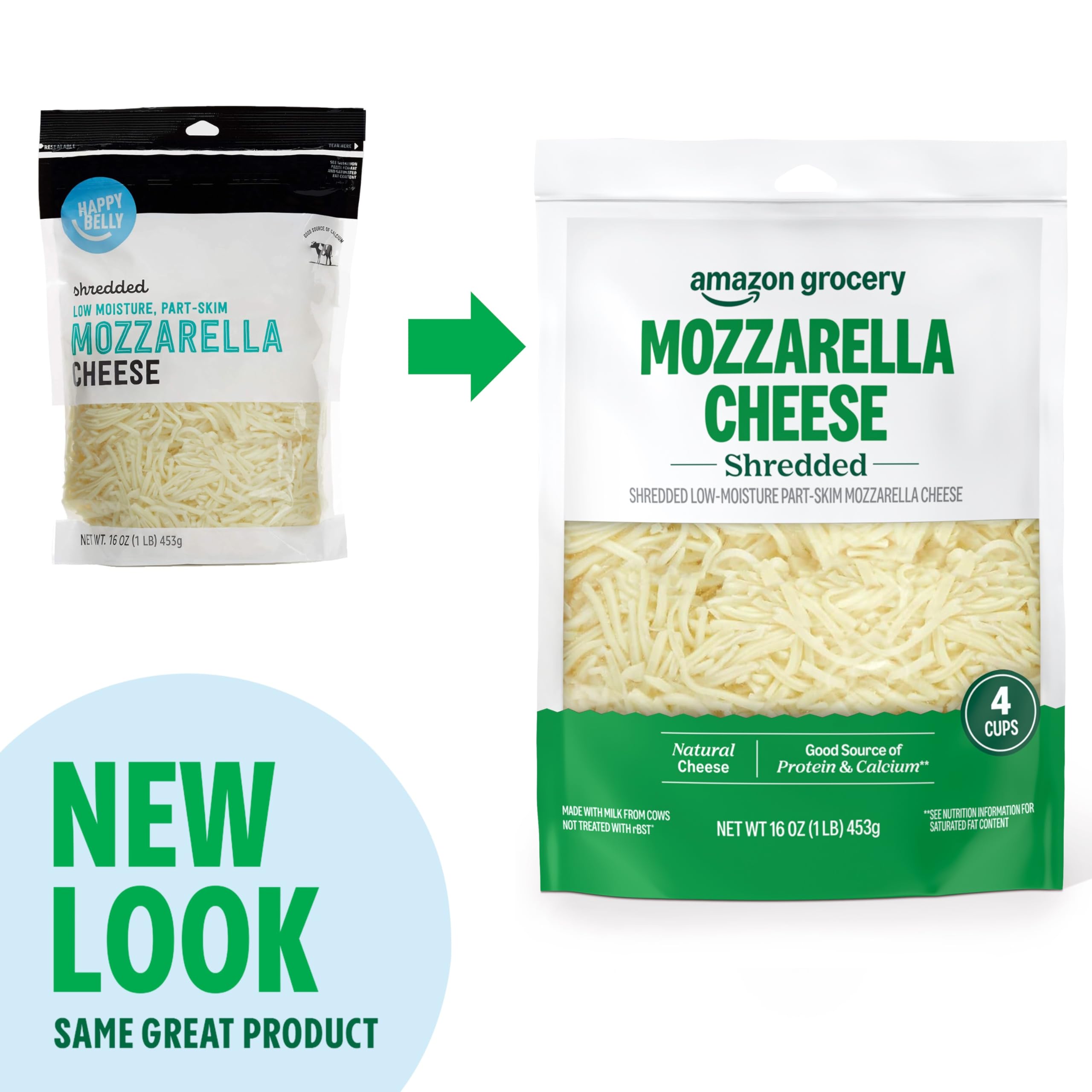 Amazon Grocery Mozzarella Cheese Shredded 16 Oz Previously Happy Belly Packaging May Vary — view 2