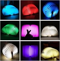 Vista 12 de XIUDI 8 Colors Small Folding Book Lamp,Wooden Book Lights,Upgraded Version Portable Desk Light,Novelty LED Paper Lantern with USB Rechargeable Night