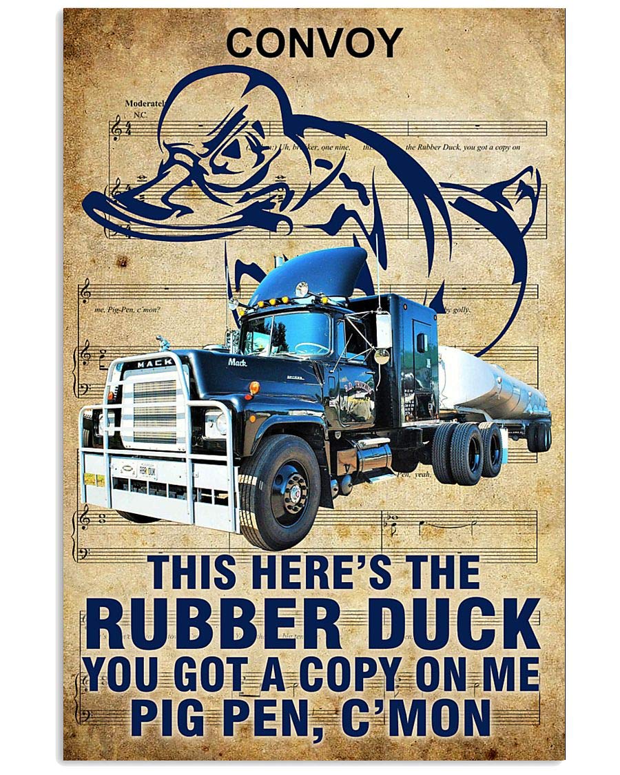 KWQDOZF Truckconvoy Metal Sign Vintage Garage Decor This Here's The Rubber Duck Posters Home Room Club Farm Walk Decor Plaque 8x12 Inches