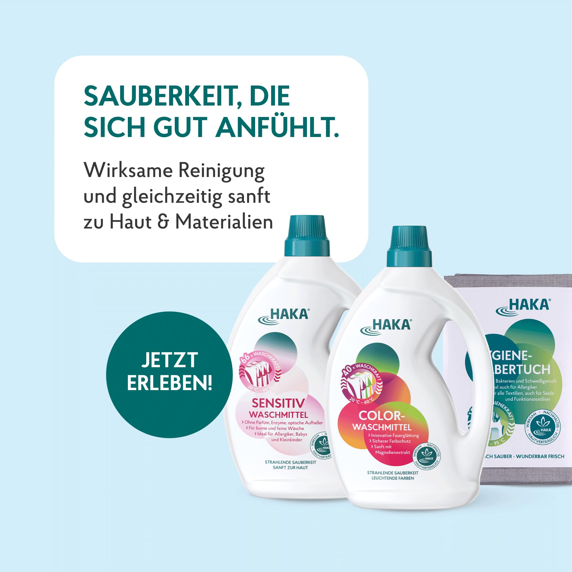 HAKA Vollwaschmittel Pulver, 3 kg (77 WL), kraftvolle Fleckentfernung für strahlend weiße & farbechte Wäsche, Universalwaschmittel, hygienische Frische, vegan, hautfreundlich