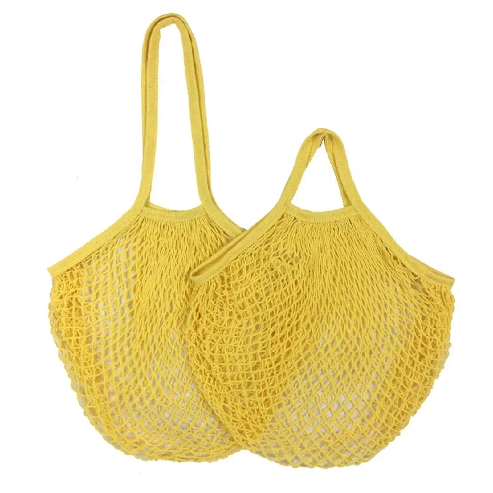Bolsas de malla reutilizables 100% algodón, lavables, portátiles, lavables, portátiles, respetuosas con el medio ambiente, Amarillo, 5set, Un estilo