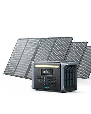 Anker 757 Solar Generator, Powerhouse 1229Wh with 3 * 100W Solar Panels, Power Station with LiFePO4, 6 * 110V/1500W AC Outlets, 2 USB-C Ports 100W Max, LED Light for Outdoor Camping, RV, Power Outage