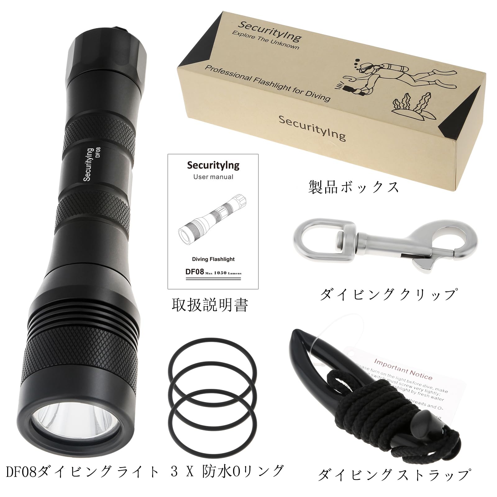 Impermeable SecurityIng 1000 Lumens LED linterna de buceo 150 m Profundidad Iluminación LED brillante lámpara Linterna Buceo luces para bucear
