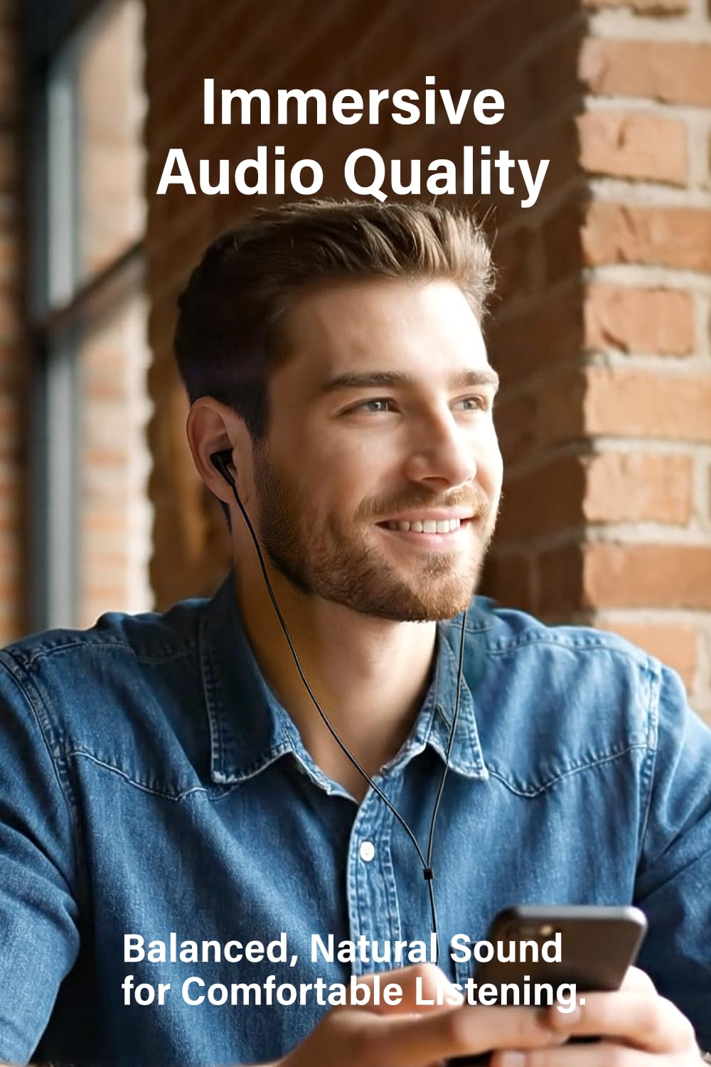 FUNLOGY Écouteurs Filaires - 6mm Dynamic-Driver In-Ear Casque, Forme L 3.5mm Plaqué Or, Son Haute Résolution pour Musique/ASMR/Gaming, Compatible PC & Smartphone, Noir