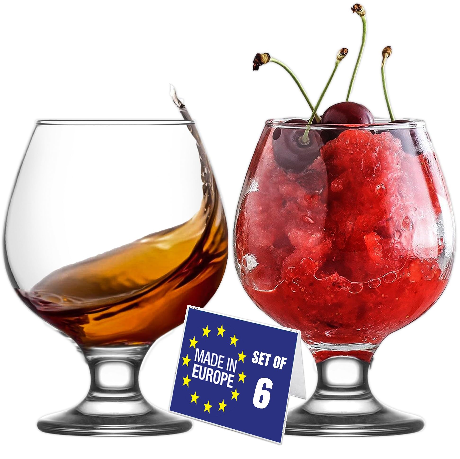 NORDIC SCHILLER Calici da Birra Set 6, 390 ml, 100% SENZA PIOMBO Bicchieri da Cognac, Bicchieri da Brandy Snifter, Bicchieri da Birra Con Stelo, Bicchiere Tulipano